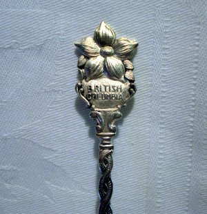 Campbell River British Columbia dogwood souvenir spoon silverplate twist stem vintage 1372vf
