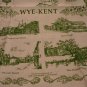 Wye-Kent souvenir tea towel cotton unused green white vintage1381vf