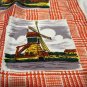 Holland windmills souvenir scarf red houndstooth synthetic vintage1382vf