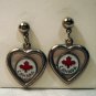 Heart Canada souvenir drop earrings silver tone enamel pierced vintage1393vf