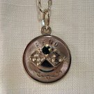 Reno Nevada pendant necklace Crea sterling silver dice sapphire as new 1421vf