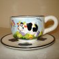 Delft Blue handpainted Holland souvenir cup saucer raised cow butterfly unused 1438vf
