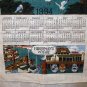 1994 Calendar souvenir towel Golden Gate Bridge Fisherman's Wharf San Francisco linen unused 1442vf
