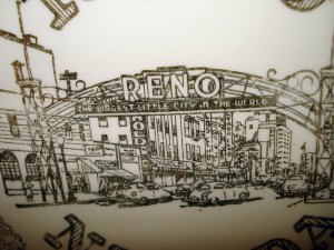 Reno Nevada souvenir plate pre Vegas gold decoration vintage 1445vf