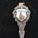 Barkerville BC Canada souvenir spoon ceramic tile church rhodium plate as new vintage 1451vf