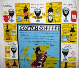 Scotch coffee souvenir towel cotton linen recipe vintage1453vf