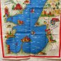 Lago di Garda Lake Garda Italy picture map souvenir tea towel cotton unused vintage 1459vf