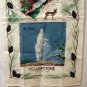 Yellowstone National Park souvenir tea towel linen Old Faithful unused vintage 1460vf
