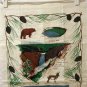 Yellowstone National Park souvenir tea towel linen Old Faithful unused vintage 1460vf