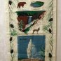 Yellowstone National Park souvenir tea towel linen Old Faithful unused vintage 1460vf