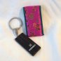 Inlaid wood abalone metal Korea souvenir key ring with case preowned 1470vf