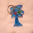 Sea blue palm tree Hawaii souvenir key ring great preowned 1474vf