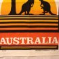 Dramatic Australia souvenir tea kitchen towel or poster kangaroos koala cotton unused vintage 1501vf