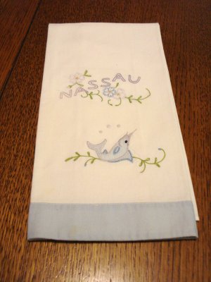 Nassau embroidered guest hand towel swordfish vintage 1502vf