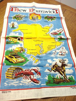 New Brunswick souvenir tea kitchen towel linen unused vintage1532vf