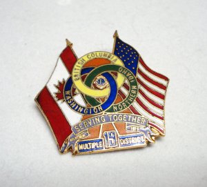 Lions Club collector pin multiple district 19 BC, WA, ID flags US, CA 1542vf