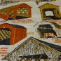 New England's Covered Bridges souvenir linen tea towel for glassware unused vintage 1557vf