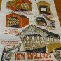 New England's Covered Bridges souvenir linen tea towel for glassware unused vintage 1557vf