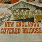 New England's Covered Bridges souvenir linen tea towel for glassware unused vintage 1557vf