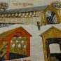 New England's Covered Bridges souvenir linen tea towel for glassware unused vintage 1557vf