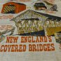 New England's Covered Bridges souvenir linen tea towel for glassware unused vintage 1557vf
