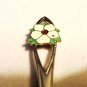 Fort McNeill souvenir spoon enamel dogwood rhodium plate vintage 1564vf