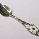 Fort McNeill souvenir spoon enamel dogwood rhodium plate vintage 1564vf