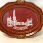 Brussels Gothic City Hall in Brussels lace framed under glass tip card tray 1572vf