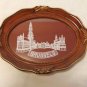 Brussels Gothic City Hall in Brussels lace framed under glass tip card tray 1572vf