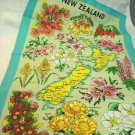 Flowers of New Zealand Souvenir tea towel cotton apple green unused vintage Vista 1580vf