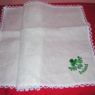Irish linen table tray mat embroidered shamrock lace 1301vf
