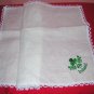 Irish linen table tray mat embroidered shamrock lace 1301vf