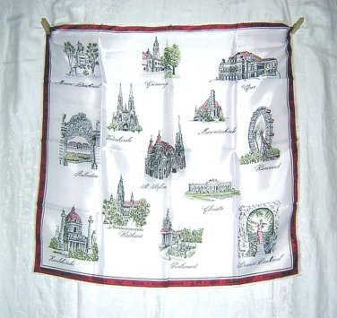 Viena Austria souvenir scarf acetate unused vintage 1224vf