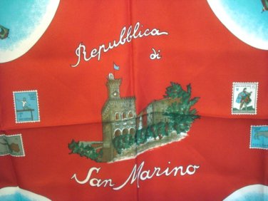 Republic di San Marino souvenir scarf unused vintage scarves 1209vf
