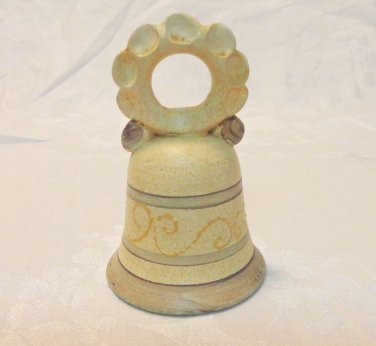 Handmade clay souvenir bell Bristow Malta tan perfect vintage vf1599