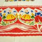 Dutch children in tulips souvenir tablecloth colorful excellent vintage Holland 1446vf