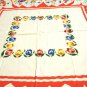 Dutch children in tulips souvenir tablecloth colorful excellent vintage Holland 1446vf