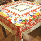 Dutch children in tulips souvenir tablecloth colorful excellent vintage Holland 1446vf