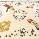 Ireland souvenir scarf shamrocks, Tara brooch, harp, colleen, leprechaun, acetate vintage 1600vf