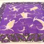 New Zealand Maori rock drawings souvenir scarf plum black white acetate vintage 1601vf