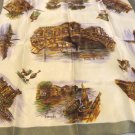 Souvenir scarf from Venice Italy Venezio monuments and churches vintage acetate  1607vf