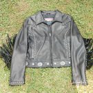 Women's Black Leather Motorcycle Jacket by "Cripple Creek"...XXL