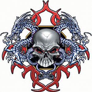Skull + Dragons Printed Tshirt. T shirt
