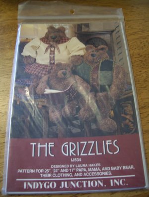 OOP The Grizzlies Papa, Mama and Baby Bear Pattern Indygo Junction