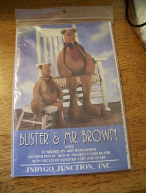 OOP Buster & Mr Brown Shaggy Plush Bears Pattern Indygo Junction