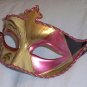 PINK GOLD EMBOSSED VENETIAN MASK MASQUERADE MARDI GRAS