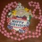 PINK CAKE HAPPY BIRTHDAY MARDI GRAS BEAD PARTY NECKLACE