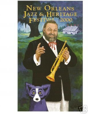 NEW ORLEANS JAZZ FEST POSTER CARD 2000 AL HIRT BLUE DOG