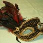 RED RUBY JEWEL VENETIAN FEATHER MASK  MASQUERADE