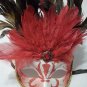 Red Jewel Venetian Feather Masquerade Mask